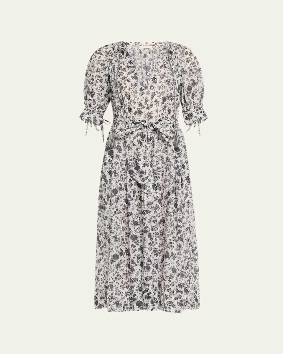 Selena Puff-Sleeve Maxi Dress Coverup